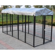Omitree NEW Modular Heavy Duty Dog Kennel Welded Steel Panel Pet Cover 4' W x 10' L x 5.5' H