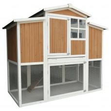 59" Solid Wood Chicken Coop Backyard Hen House 4-6 Chickens with Nesting Box Run