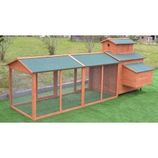 Omitree 10' ft Wood Chicken Coop Backyard Hen Run House Chicken 6 Nesting Box & Run